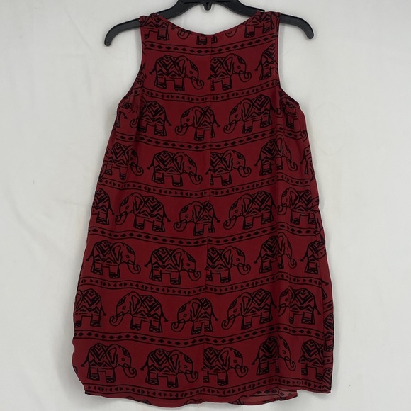 Forever 21 Juniors Size Small Sleeveless Tunic Top Rust Red Black Elephant Print - Picture 5 of 8
